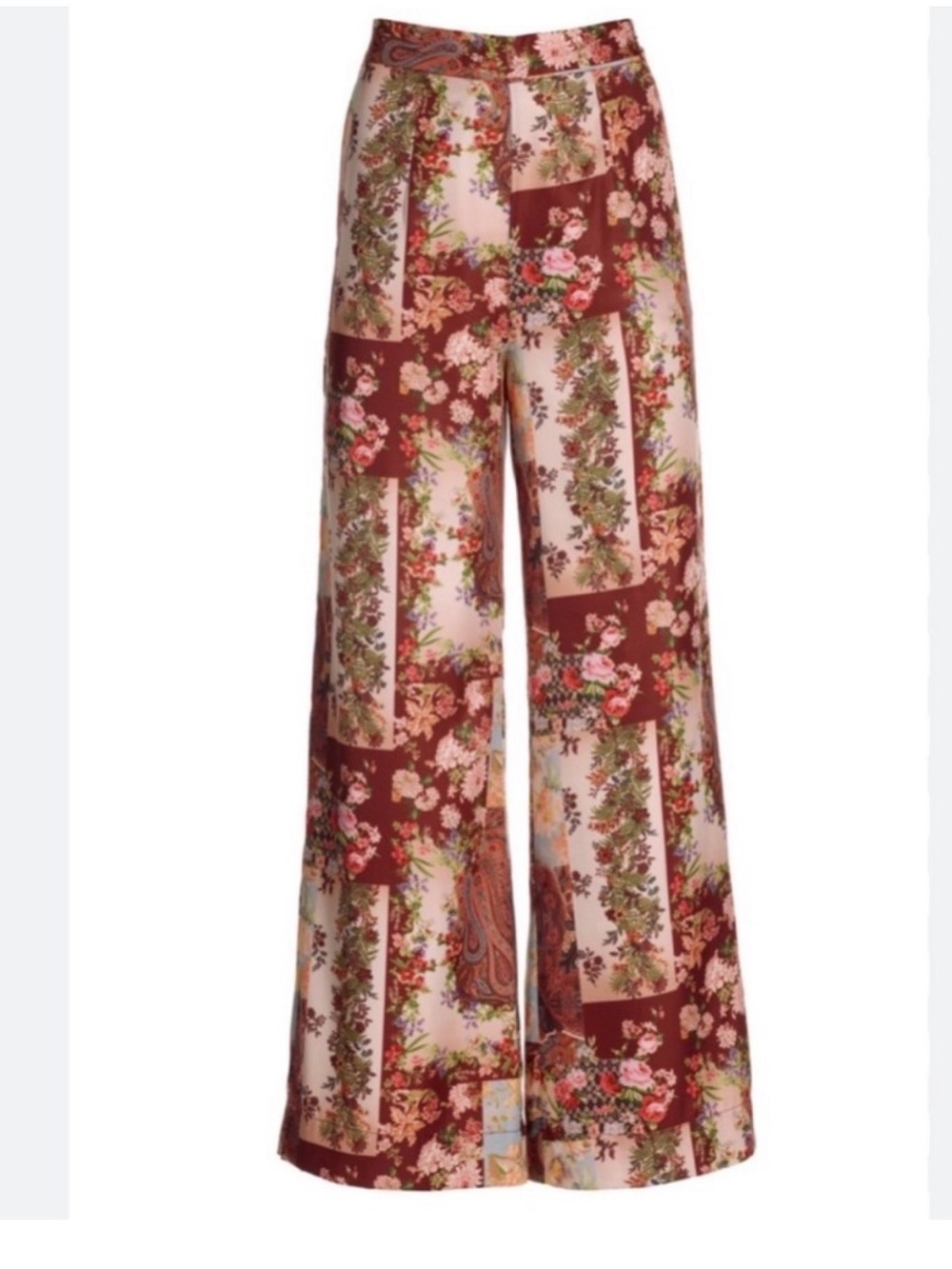 Boston Proper High Waist Palazzo Patchwork Print Pant Multi Sizes: L
